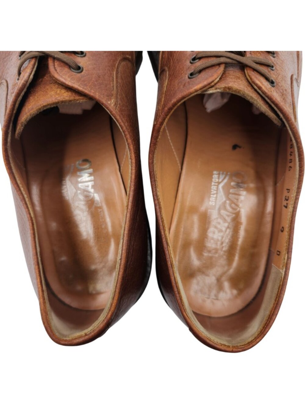 Vintage Salvatore Ferragamo Mens Italy 9D Brown Casual Dress Shoes Derby Oxfords - Picture 6 of 10